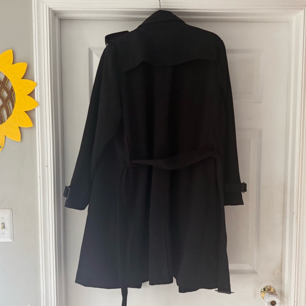 Linea by Louis Dell'Olio black trench coat size 18 W. See video and pics! - Picture 4 of 8